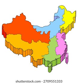 China mapa ilustración dibujado a mano Vector aislado