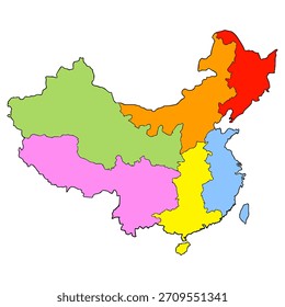 China mapa ilustración dibujado a mano Vector aislado
