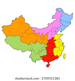 China, Kartendarstellung, handgezeichnet, einzelne Vektorgrafik