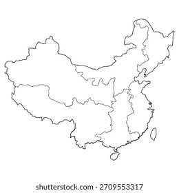 China map illustration hand drawn outline vector