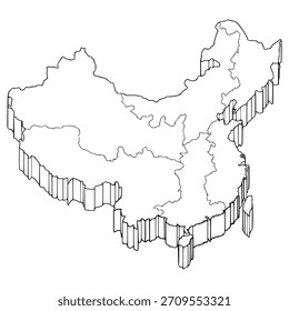 China map illustration hand drawn outline vector