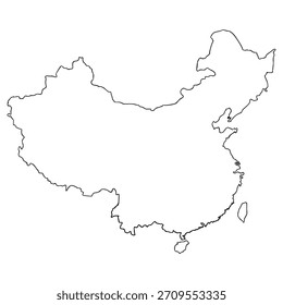 China map illustration hand drawn outline vector