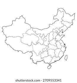 China map illustration hand drawn outline vector