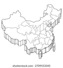 Vector de contorno dibujado a mano de ilustración de mapa de China