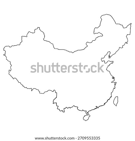 China map illustration hand drawn outline vector