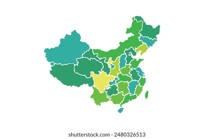 china map isolated modern colorful style. for website layouts, background, education, precise, customizable, Travel worldwide, map silhouette backdrop, earth geography, political, reports.