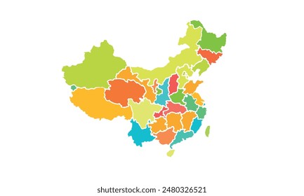 china map isolated modern colorful style. for website layouts, background, education, precise, customizable, Travel worldwide, map silhouette backdrop, earth geography, political, reports.