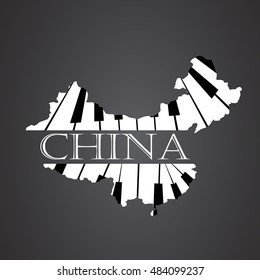 China Map logo made from guitar