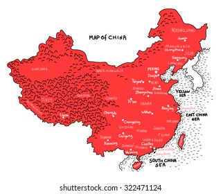 China map marker style illustration map