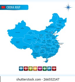 China Map with Navigation Icons