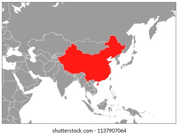 China map on gray base  