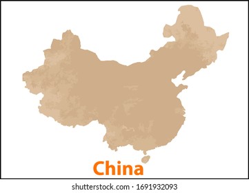 china map on a old vintage paper Texture with white background