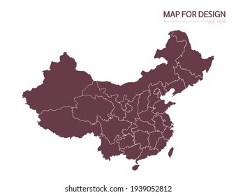 China Map On White Background Vector Illustration.