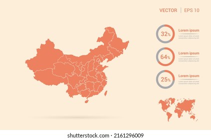 China kartiert orangefarbene abstrakte Infografik-Vektorgrafik.
