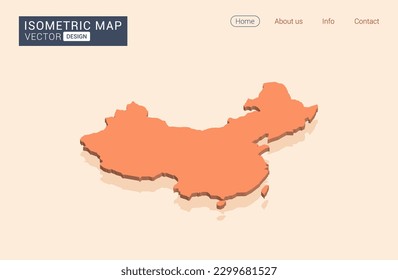China map orange with isometric vector.