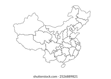 China Karte Umriss schwarzen Vektor.