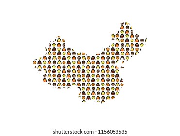 China map with people texture