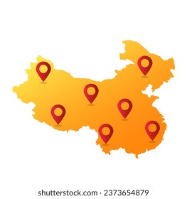 China map pin location vector illustration