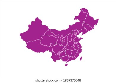 China Map pink Color on White Backgound