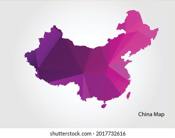 China Map pink Color on white background polygonal
