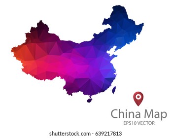 china map polygon colorful vector eps10