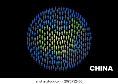 China Map Bevölkerung Menschen Karte auf der Welt Vektorgrafik Design
