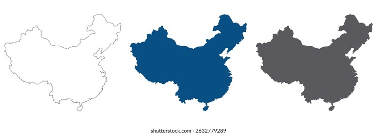China map. Map of China set color.