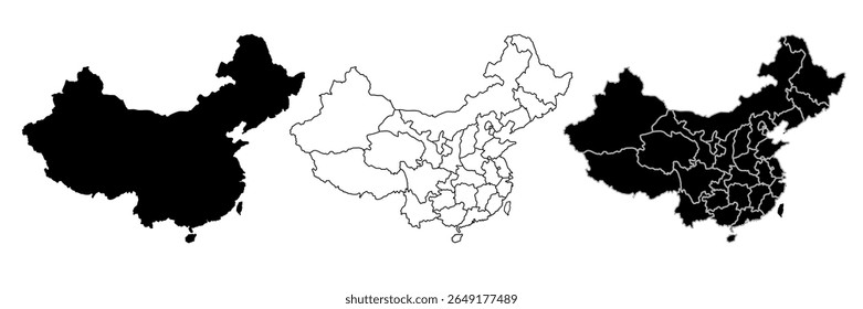 China map set . Map of China.Map of the China Republic with political division, with political division. 