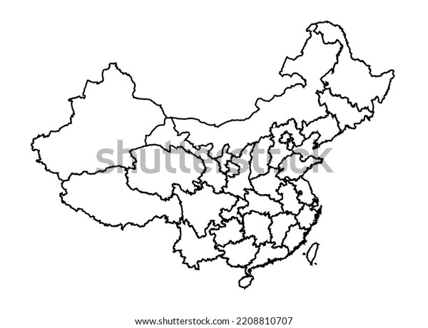 China Map Shadow Minimal Line Outline Stock Vector (Royalty Free ...