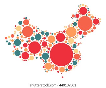 china map shape vector design by color point