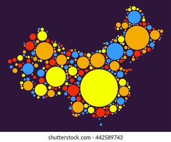china map shape vector design by color point