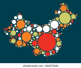 china map shape vector design by color point