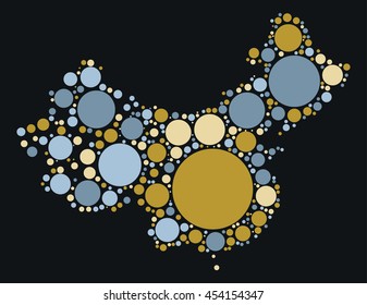 china map shape vector design by color point