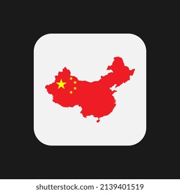 China-Karte Silhouette mit Flagge auf weißem Hintergrund