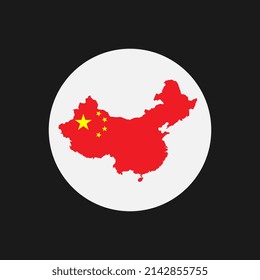 China map silhouette with flag on white background