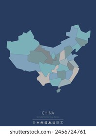 China map.
a simple map of the country.