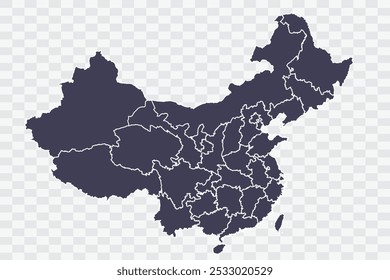 China Map Slate Color on White Background quality files Png