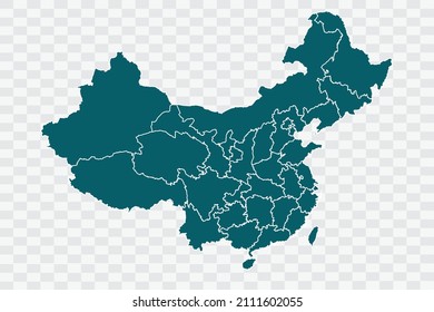 China map Teal Green Color on Backgound png