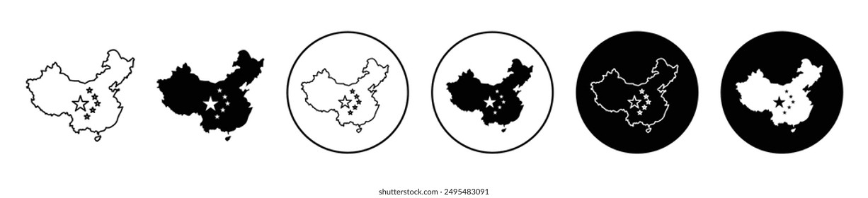 China map thin line vector icon set.