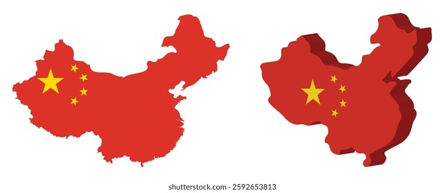 China Map Vector. 3D China Map and Official Color Map . High-Resolution China Geography Illustration . Detailed China Political and 3D Topographic Map for Design, Print and  Digital Use