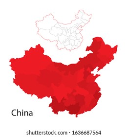 China map. China vector map with administrative divisions. Part of set.