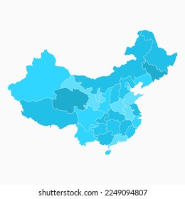 China map vector. Colored political map. Administrative division, regions.