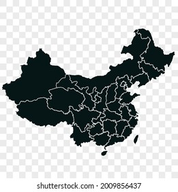 China map vector. dark color. isolated on transparent background.