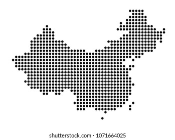 China map vector. map dotted silhouette with black dots on a white background. Vector illustration eps 10.