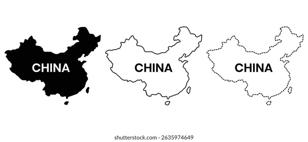 China map vector icon. Silhouette of China map vector symbol. Outline of China country vector illustration.