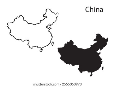 China map vector illustration, China map silhouette, China country 