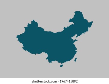 China map vector,Not isolated ocean blue color on gray background