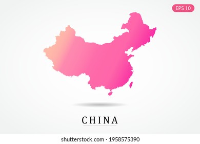 China Map - World Map International vector template with Pink gradient color isolated on white background - Vector illustration eps 10