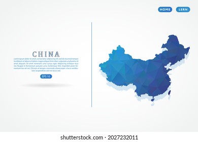 China map - World Map International vector template with polygon blue color gradient isolated on white background for education, website, banner - Vector illustration eps 10