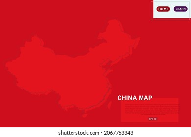 Mapa de China - Mapa Mundial Plantilla vectorial internacional con color rojo y esbozo aislado en el fondo rojo para educación, diseño, sitio web, banner - Ilustración vectorial eps 10
